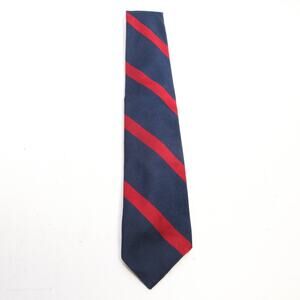 Bullock's Neck Tie Mens 55 in Italian Silk Blue Red Diagonal Stripe Skinny